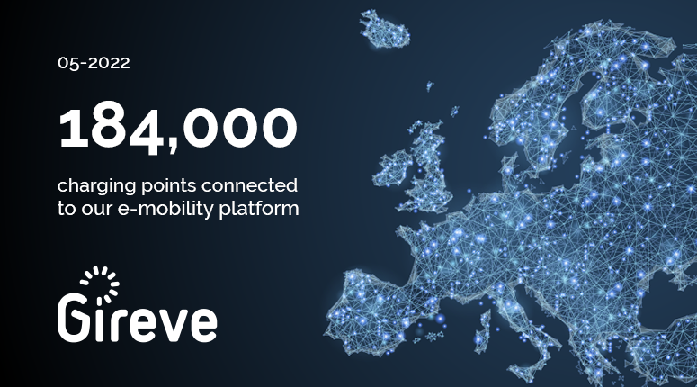 Au 1er mai 2022, GIREVE comptabilise 184 000 points de recharge connectés à sa plateforme, ouverts au public et à l'itinérance.