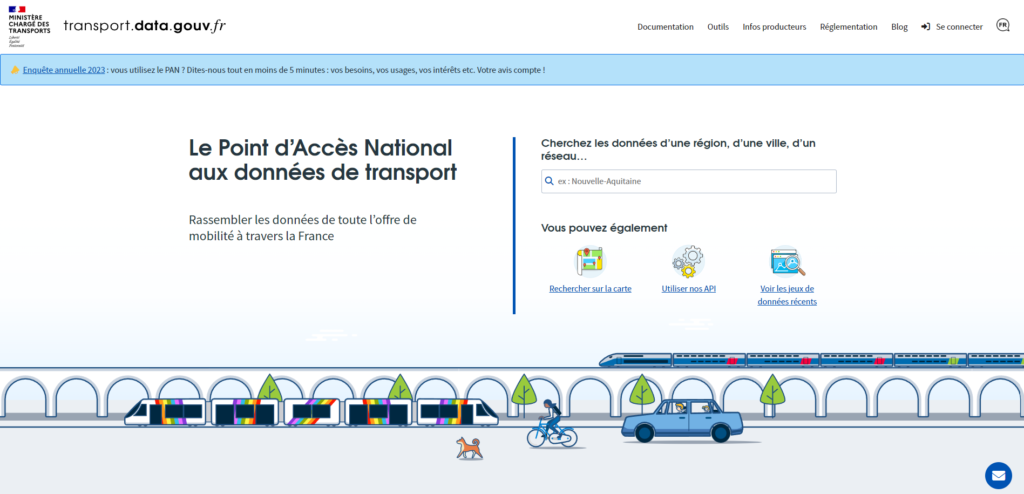 The national access point page transport.data.gouv.fr