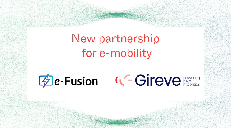Electric vehicle charging station with e-Fusion and Gireve logos