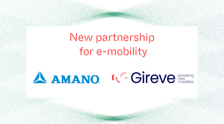 An illustration representing the partnership between Amano and Gireve with their logos