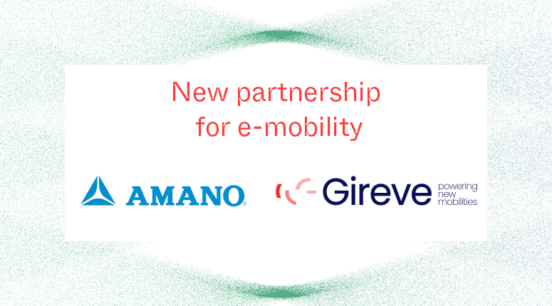 An illustration representing the partnership between Amano and Gireve with their logos