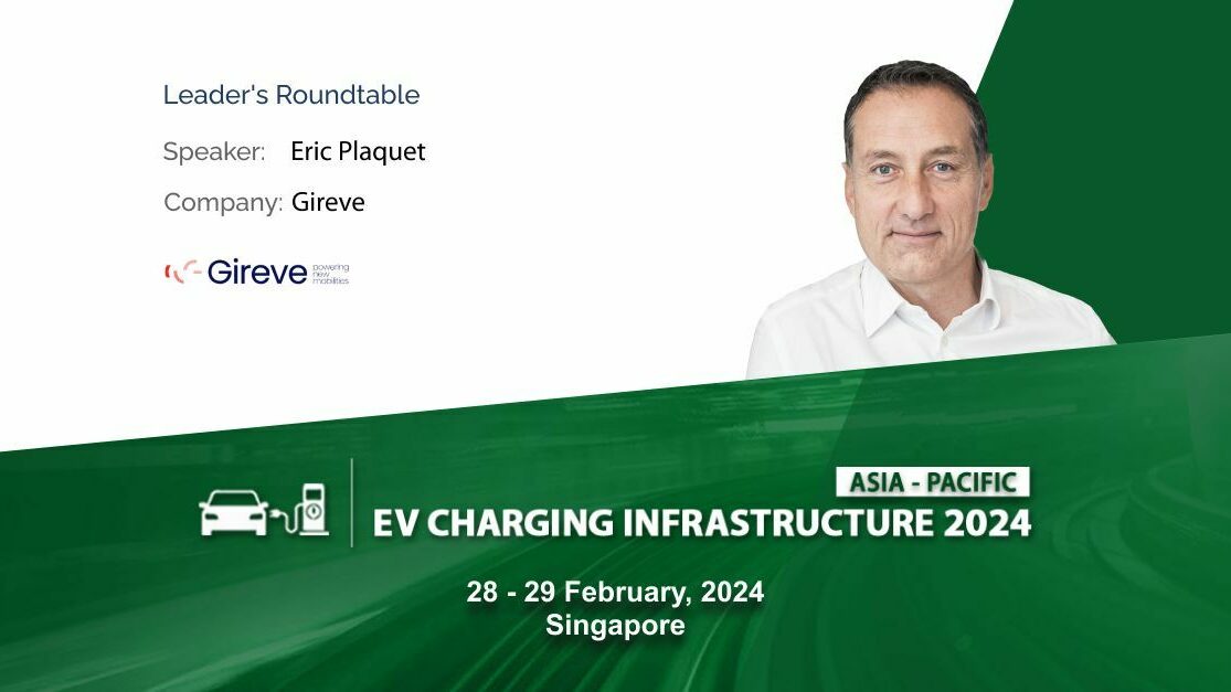 Eric Plaquet is a speaker for Gireve at the EV Charging infrastructure Forum by IQ Hub in Singapore on the role of policies and regulations in EV charging infrastructure roll-out.