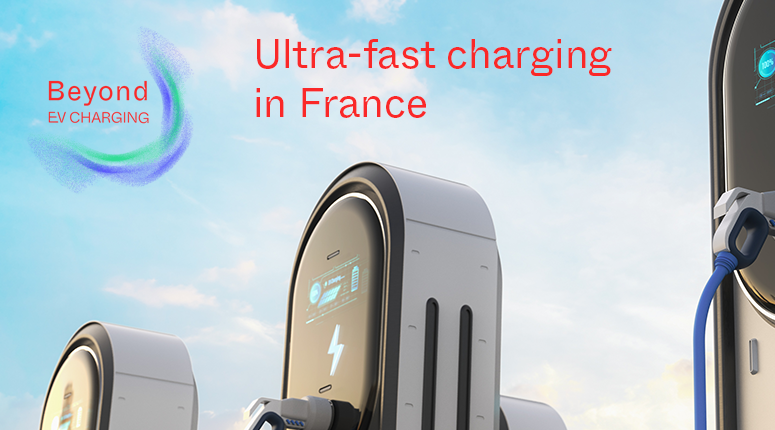 Image of charging stations to illustrate Gireve's Beyond EV Charging article on ultra fast charging in France